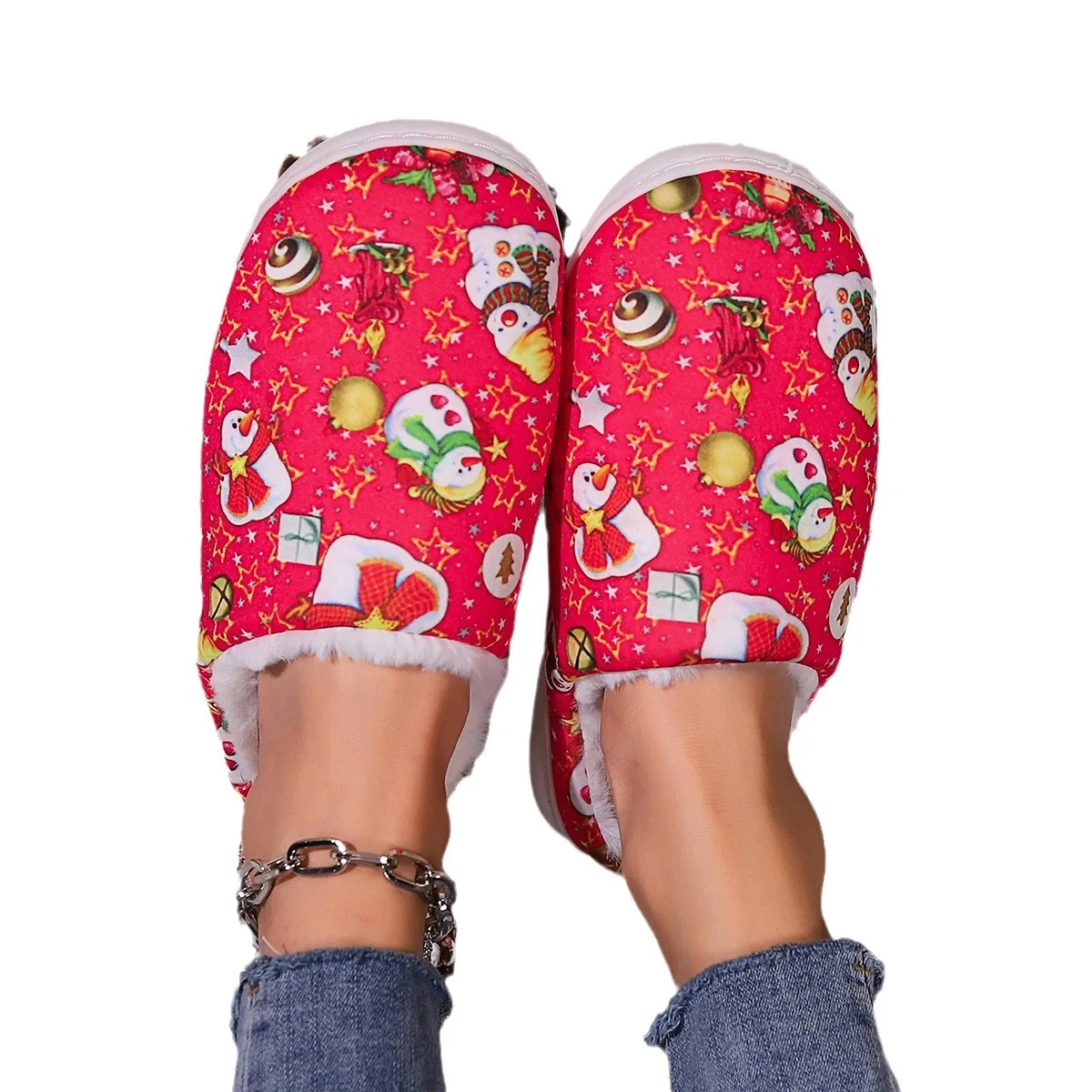

Shoes for Women Winter Fashion Women Printing Christmas Indoor Slippers Warm Non-slip Slippers Zapatos De Mujer Women Shoes
