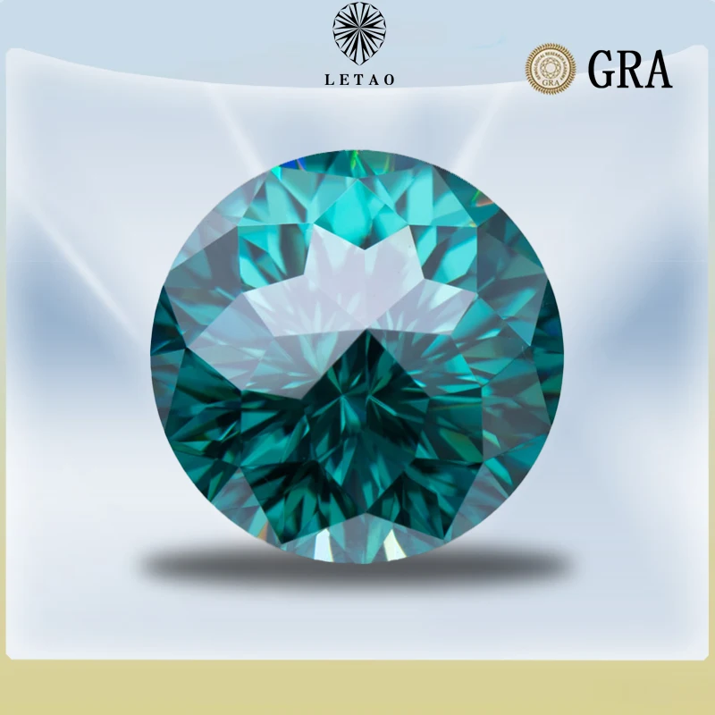 Moissanite Stones Primary Colours Emerald Green Round Shape Emperor General Cut Jewelry Making Materials with GRA Certificate