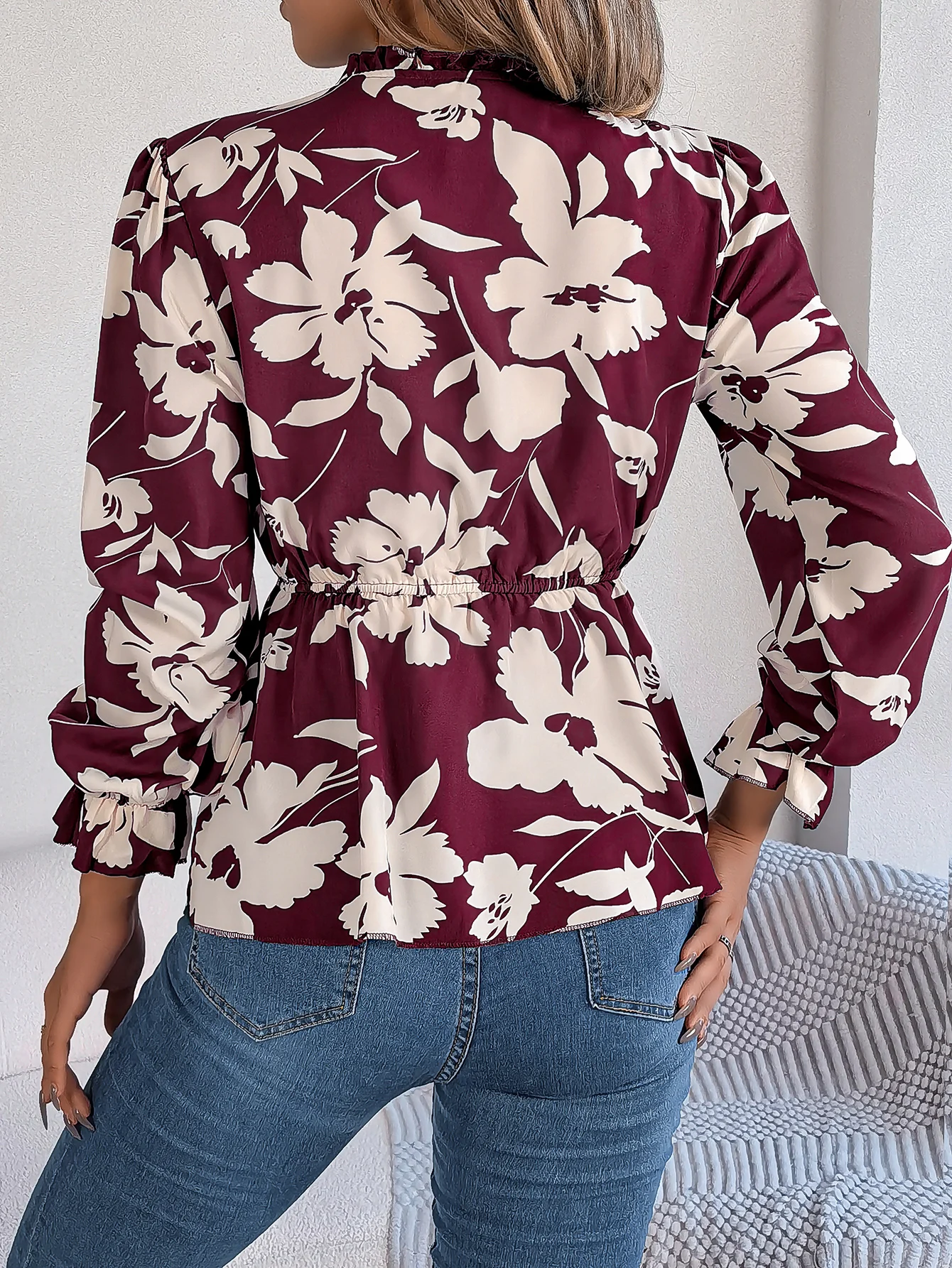 Women Elegant Lace Chiffon Shirt