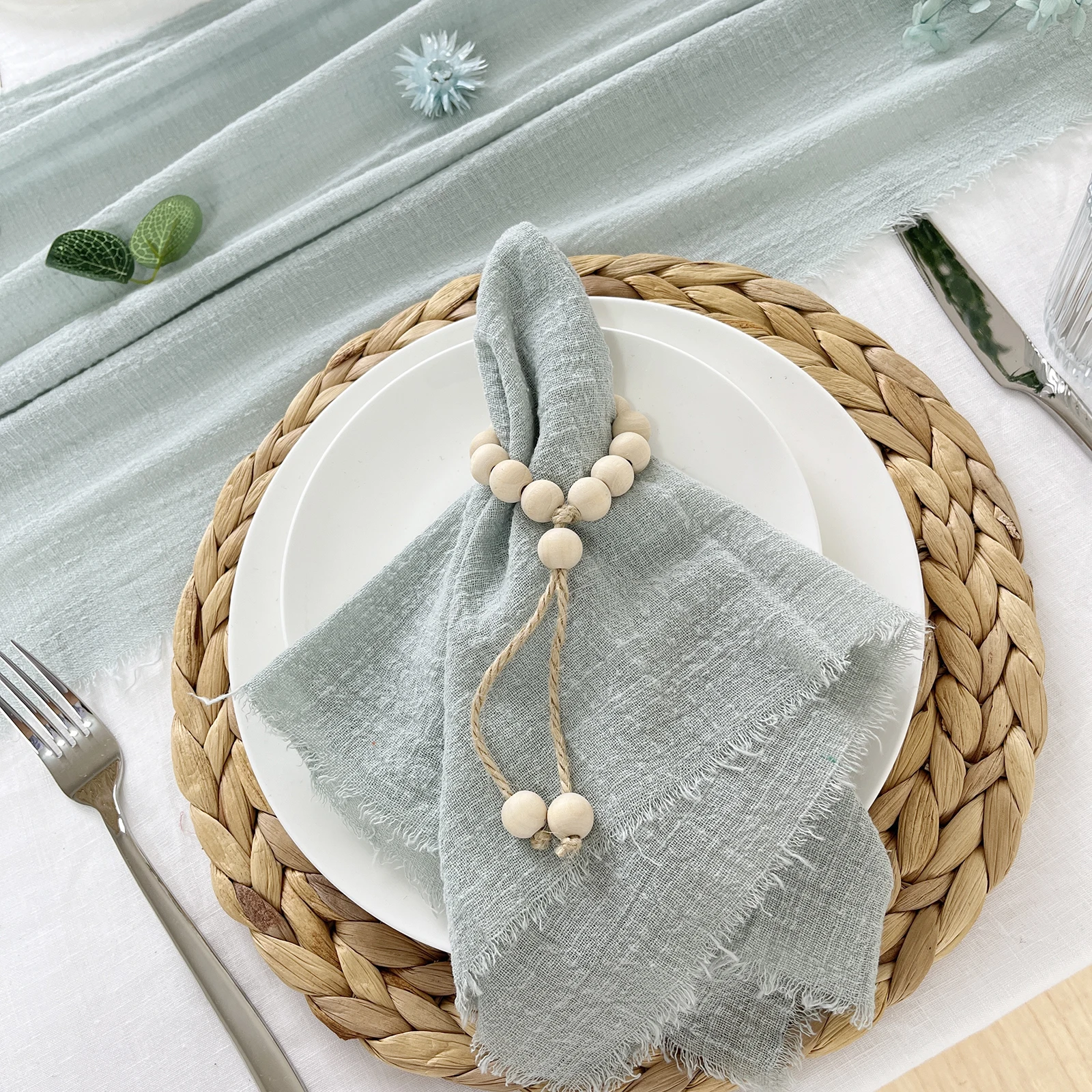 Gauze Cotton Wedding Table Runner Retro Pink Burr Texture Dining Napkins Gift Kitchen Table Runners Home Christmas Table Decor 5