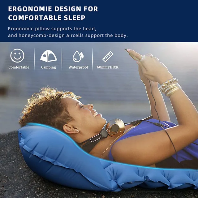 Oulylan Kültéri Hordozható Kemping Láblépés Nedvességálló Alvó Párna Ebéd Pihenés Autó Felfújható Matrac - Image 2