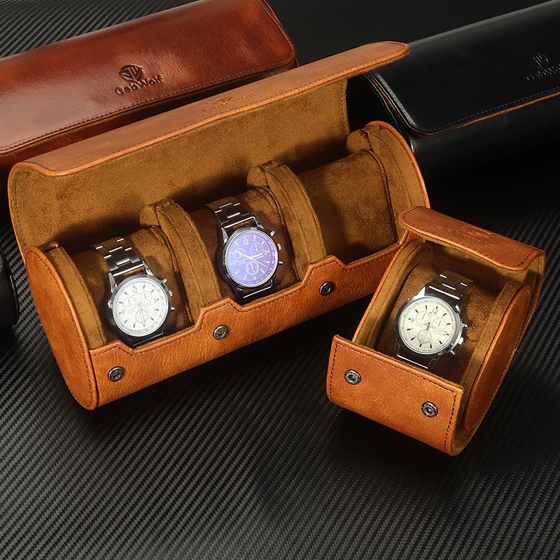 Travel Watch Case 🕰️ 3 Slots PU Leather Watch Organizer – Vintage Roll Travel Case – Po... - SKU TWC02256 - UGI P...
