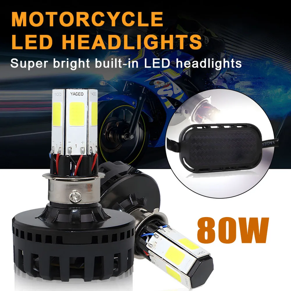 

motorcycle bulb headlight LED H4 HS1 BA20D P15D H6 turbo lamp led moto high low beam Universal motor light white 6500k 6 COB