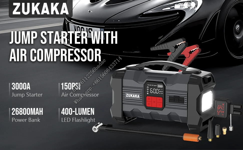 12v 20000mah car jump starter power bank portable kit and with inflator