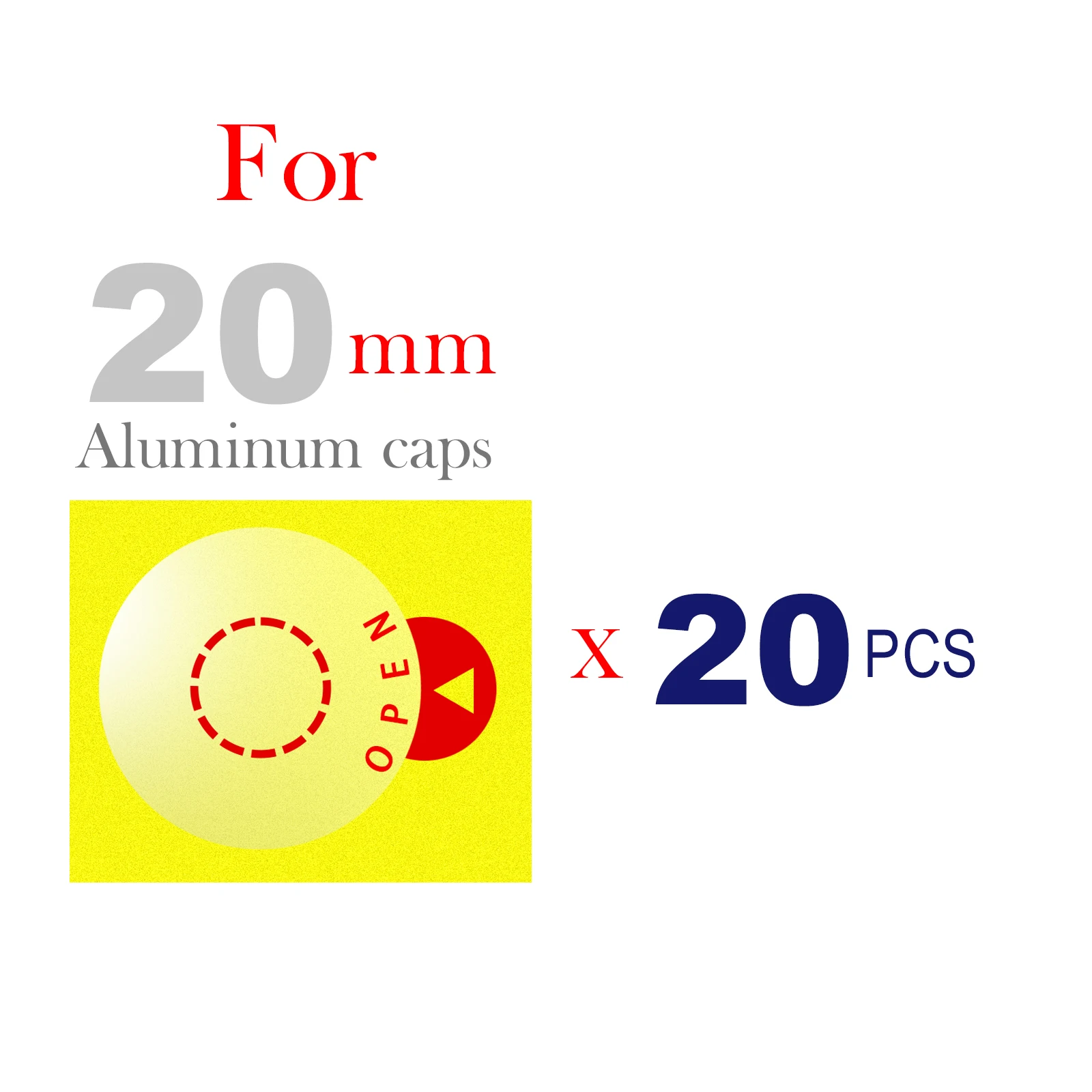 Laboratory Circle Sealing Sticker Self Adhesive Sealing Labels for 13/20 mm Aluminum Plastics Caps, Leak-Proof ,20pcs