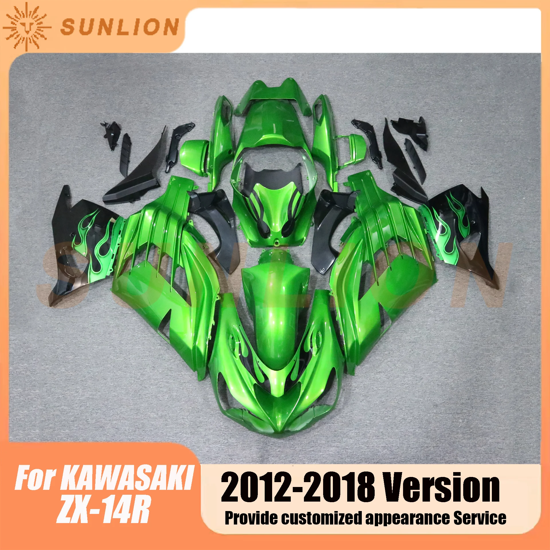 

Обтекатели для Kawasaki ABS, Обтекатели для Ninja zx-14r ZZR1400 2012 2013 2014 2015 2016 2017 2018, комплект кузова зеленого и черного цвета