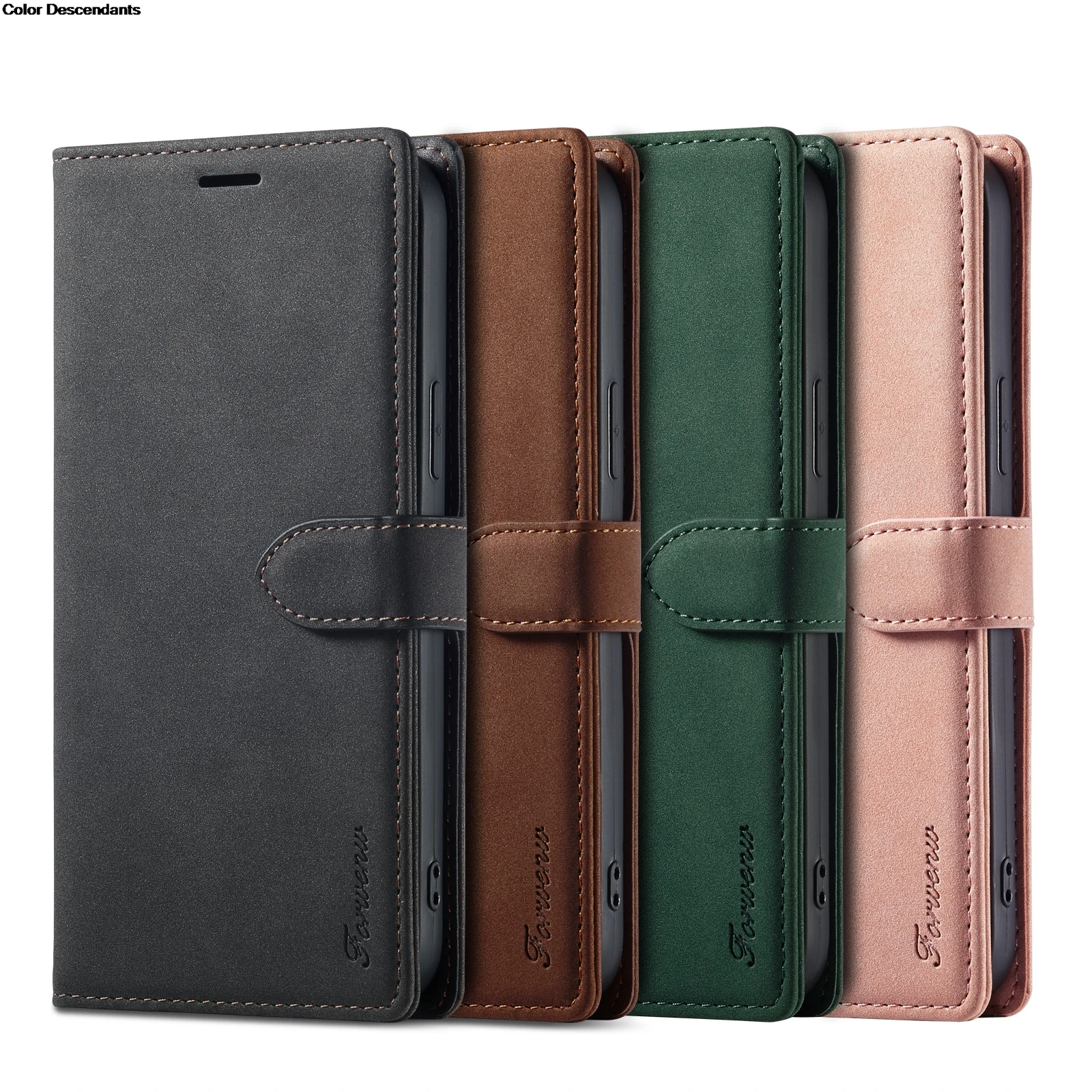 Leather Flip Wallet Case with Magnetic Card Holder - Elegant Phone Cover