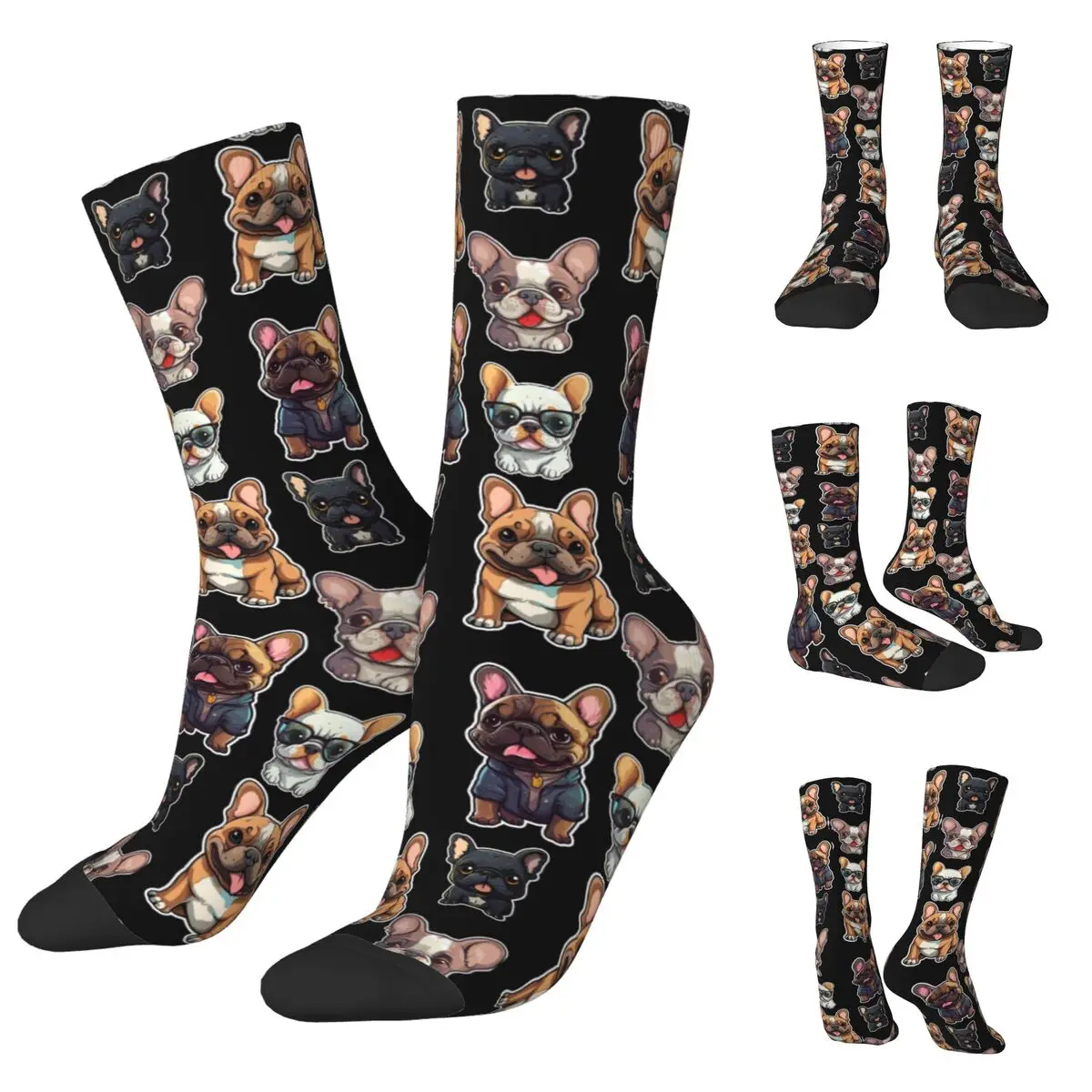 Non brand,pattern Cute Pets Bulldog Unisex Socks Warm 3D Print Happy Socks Street Style Crazy Sock 1 pair fashion animal socks 3d printed funny kawaii sock women cute pets fitness hamster sokken many style dropship