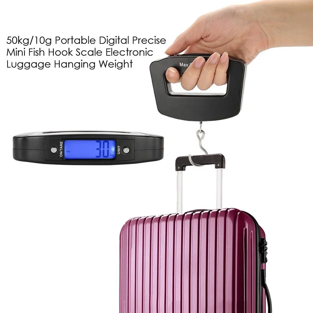 50kg/10g דיגיטלי היקף מטען אלקטרוני נייד מזוודה נסיעות שוקל עם תאורה אחורית אלקטרוני נסיעות תליית סולמות