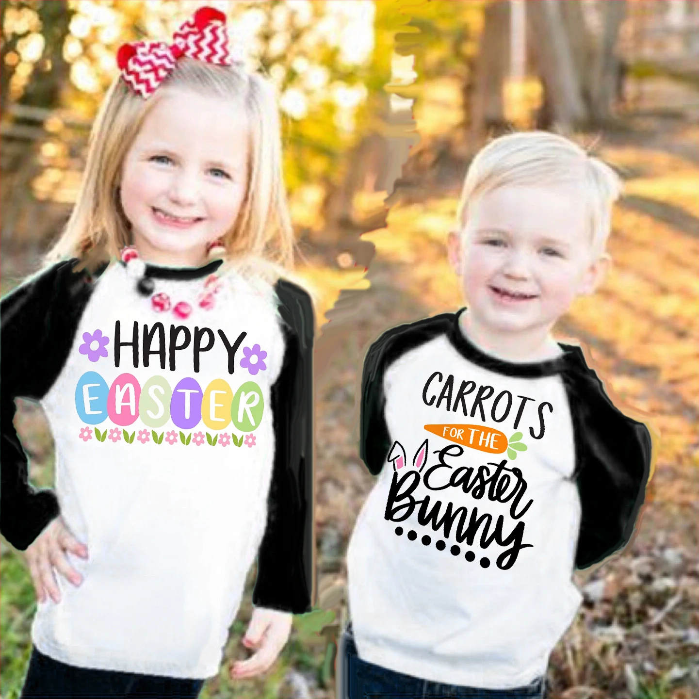 

Happy Easter T-shirt Easter Child Raglan Sleeve Clothes Tops Sibling Cute Bunny Egg Print Boys Girls Party Outfit Kids Tee Shirt
