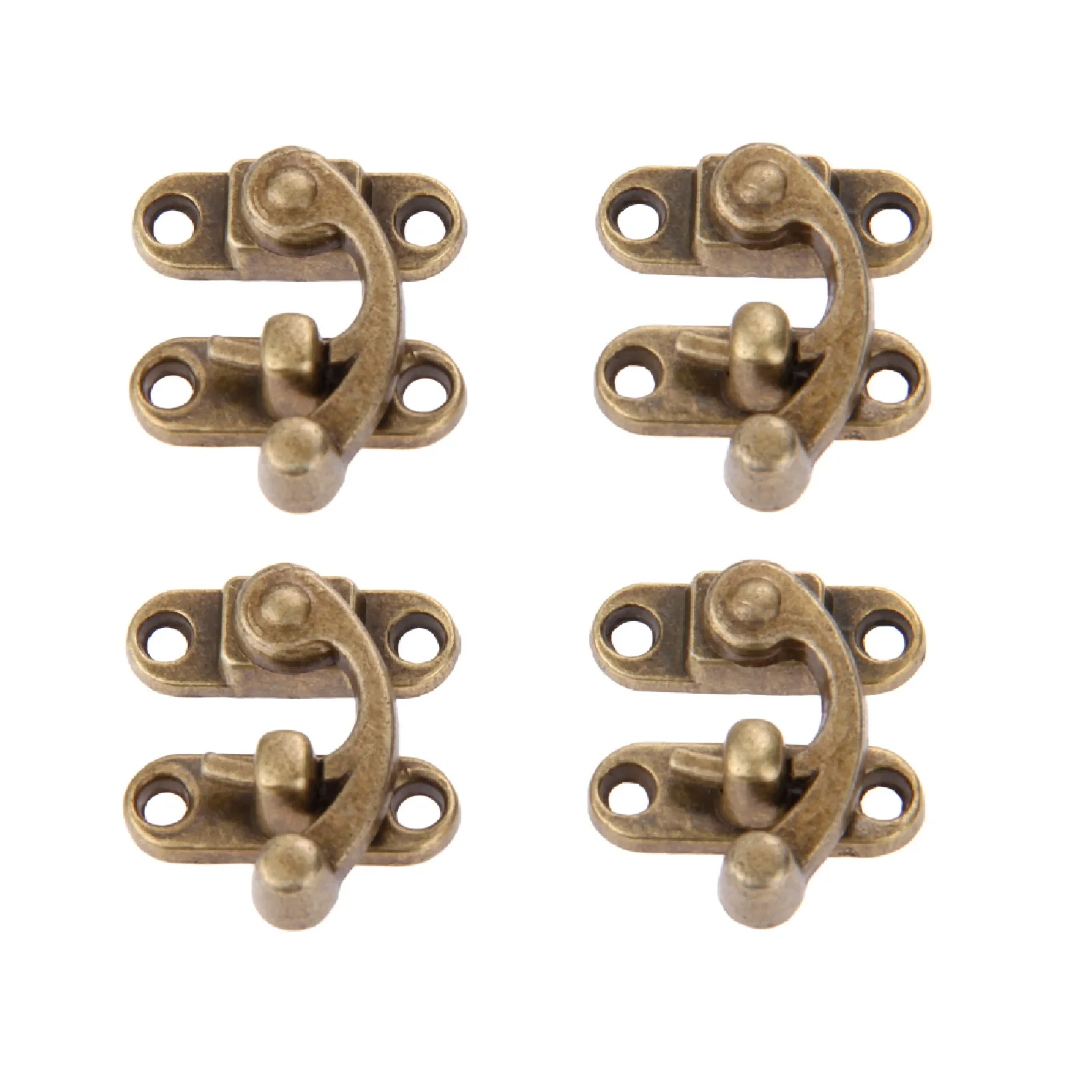4pcs/set 29*33mm Antique Bronze Box Hasps w/screw Decor Latch Hasp Clasp Buckle Jewelry Case Horn Padlock Zinc Alloy Old Chinese for Jewelry Box Hasps