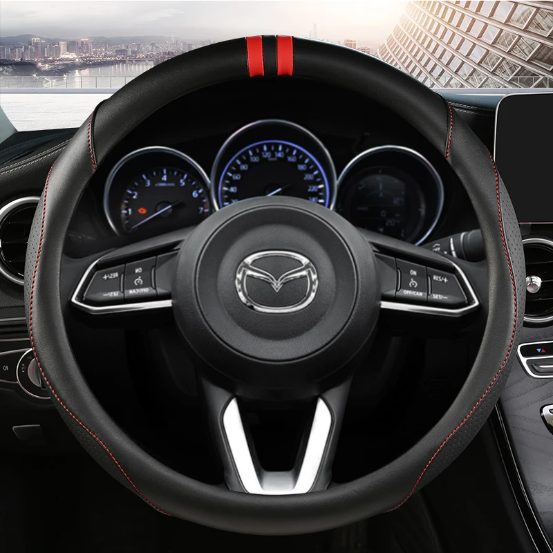 Coprivolante Per Auto Sportiva In Pelle Pu Per Mazda 3 Mazda 6 Cx-3 Cx-4 Cx-5 Cx-7 Cx-9 Antiscivolo Funda Volante Accessori Auto