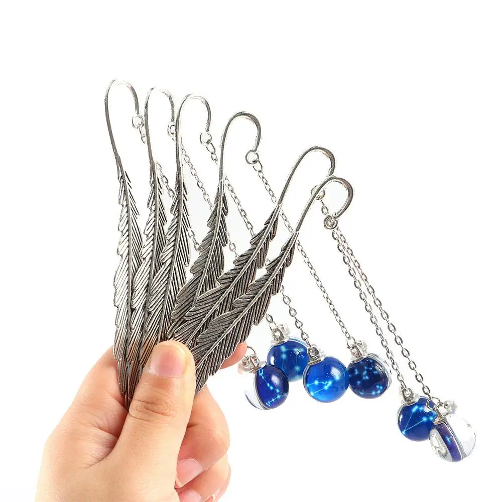 Stationery Luminous Reading Metal Book mark Feather Bookmark Bookmark Pendant 12 Constellation Noctilucent