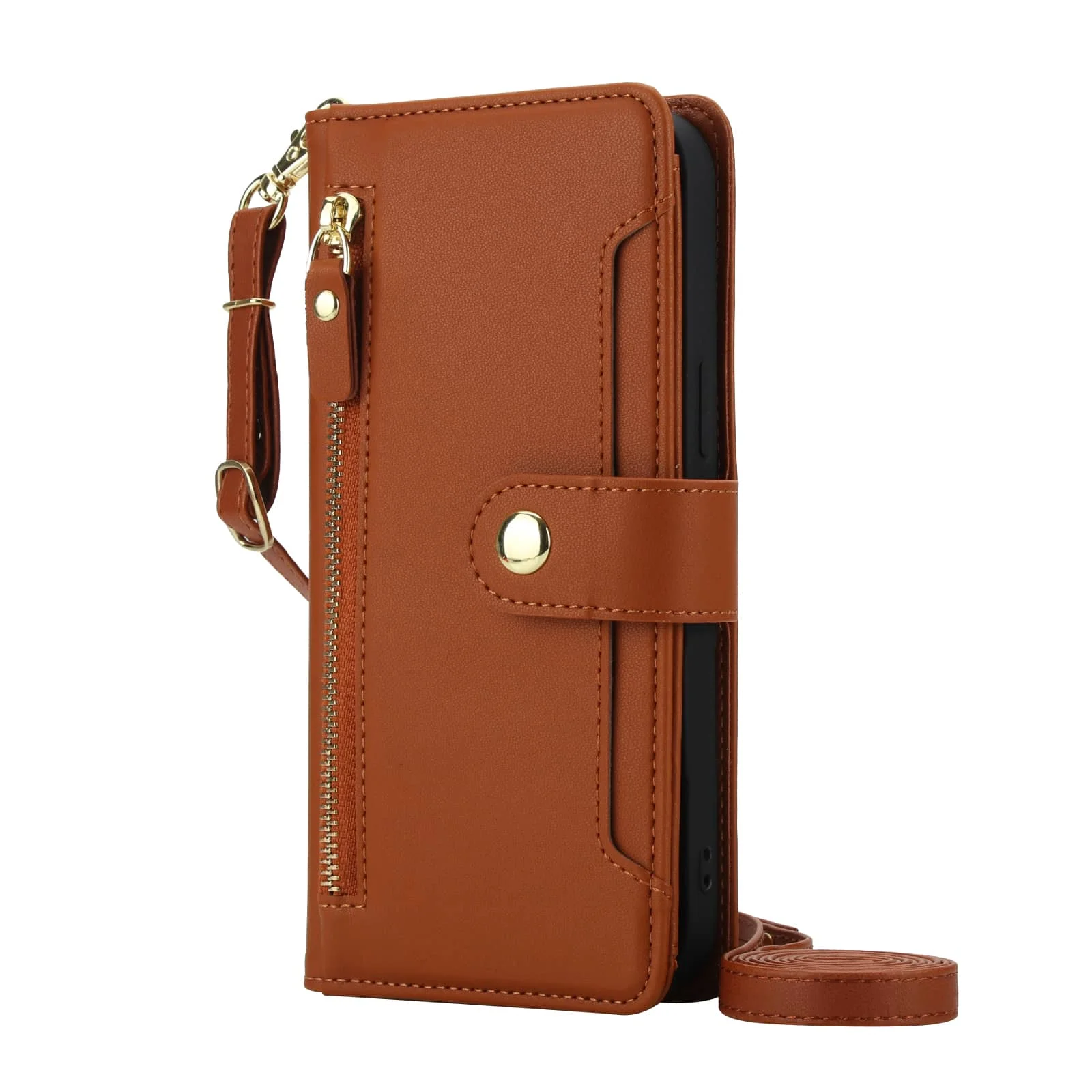 Premium Flip Wallet Case with Zipper Pocket, Card Holder Slot, Magnetic Closure, and Lanyard