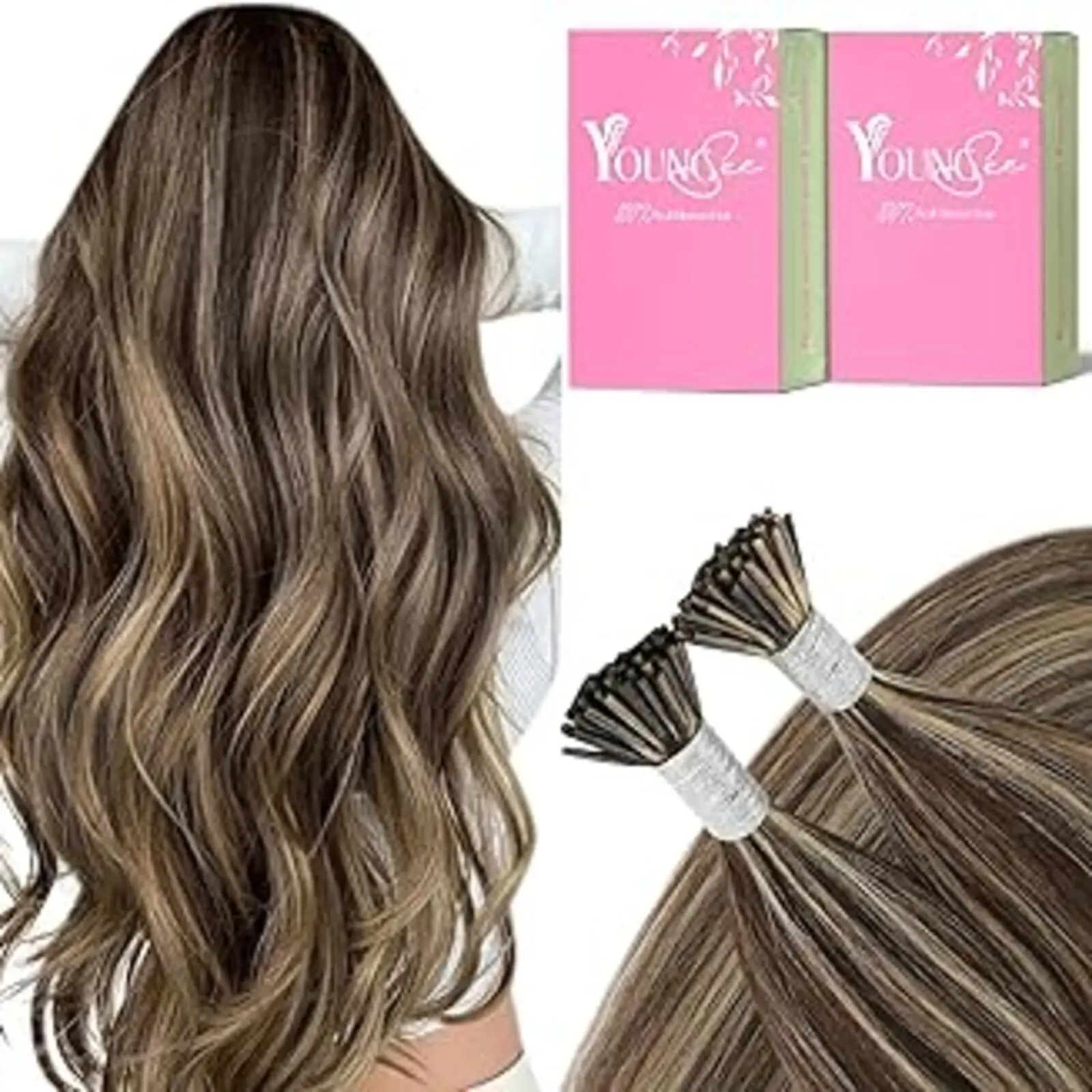 YoungSee I Tip Extension Highlights Color High Quality Human Hair 50-100G For Thinning Hair 14-24Inch Natural