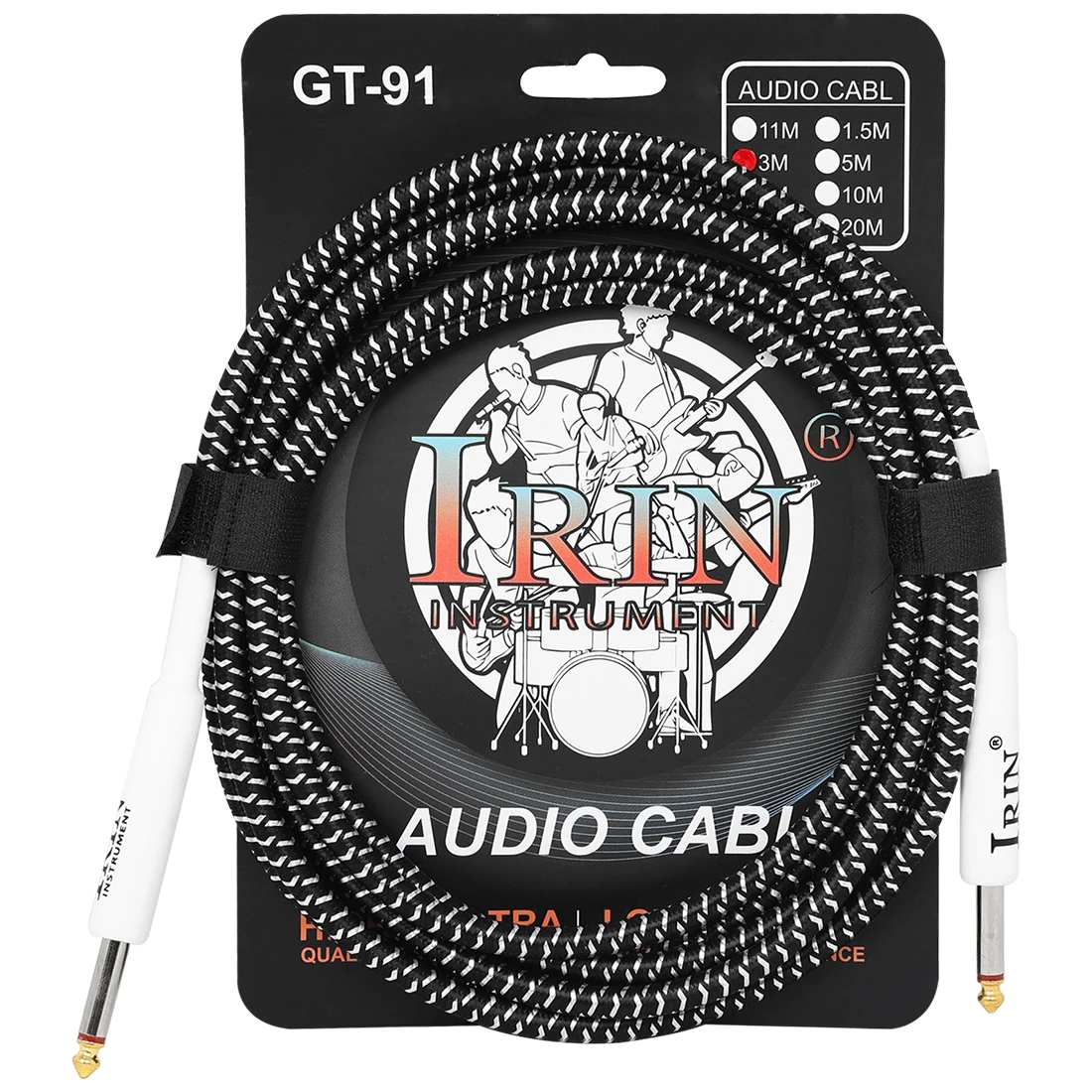 IRIN Braided Noise Reduction Guitar Cable with Double Straight Head Connector