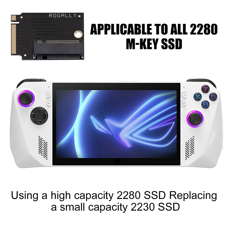 아수스 로그 앨리 핸드 게임 플레이어용 확장 카드 2230 2280 NVMe M.2 M 키 5PIN 어댑터, 90 도 PCIe 4.0 M.2 컨버터 보드