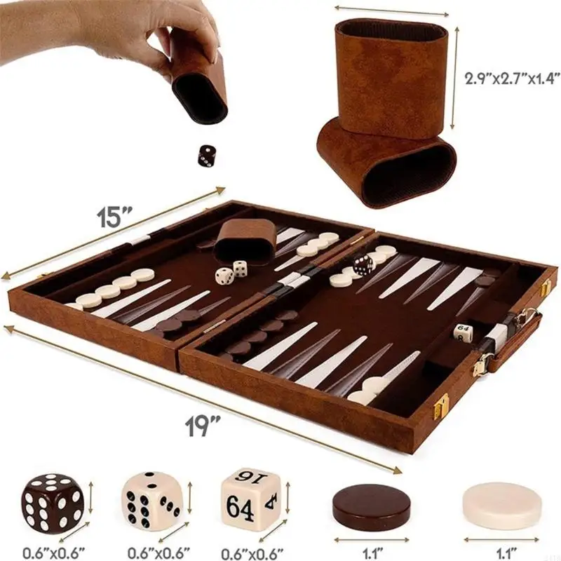 Gioco da tavolo Backgammon dal design compatto, facile da trasportare a casa o in viaggio - immagine 6