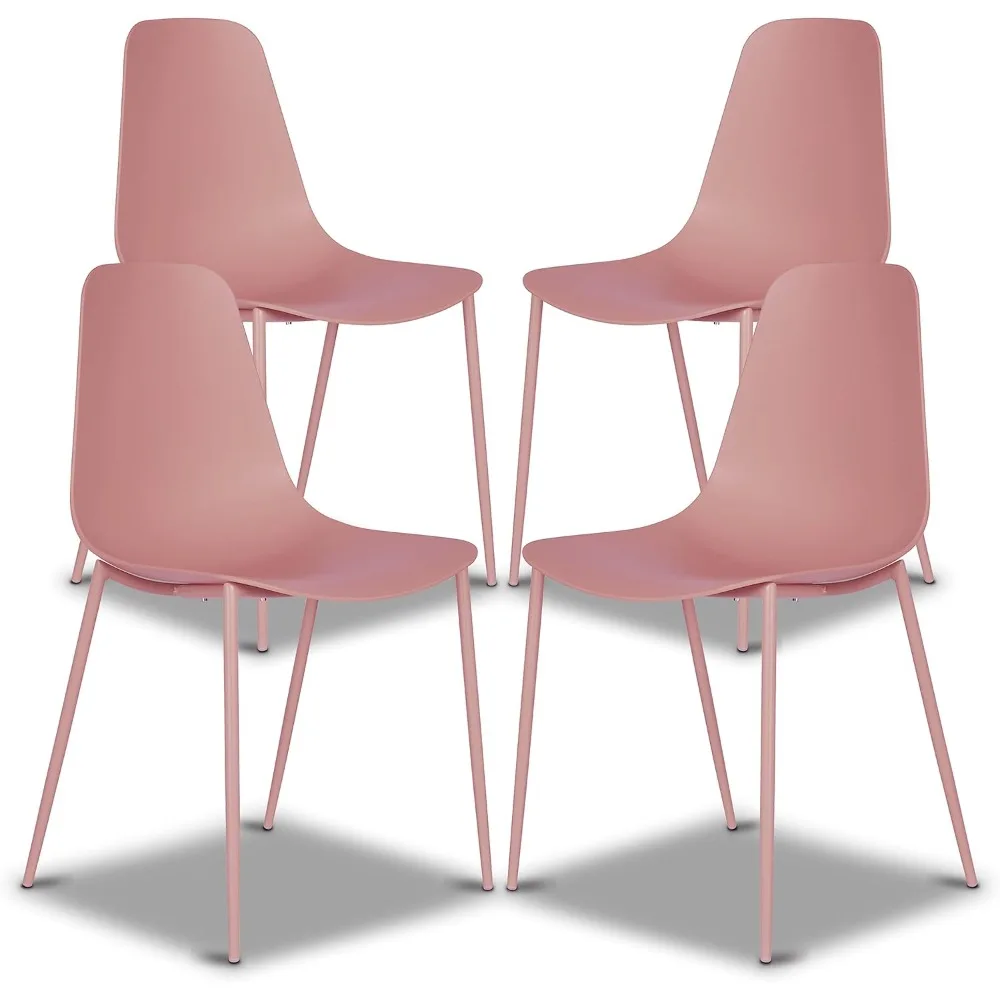 Isla Modern Kitchen Chairs Set of 4 - Plastic Dining Chair with Metal Legs - Quick Assembly Simple Cafe Chairs Plast 2