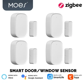 MOES Tuya ZigBee3.0 Smart Window Door Gate Sensor Detector Door Sensor Security Alarm System Smart Life Tuya App Remote Control 1