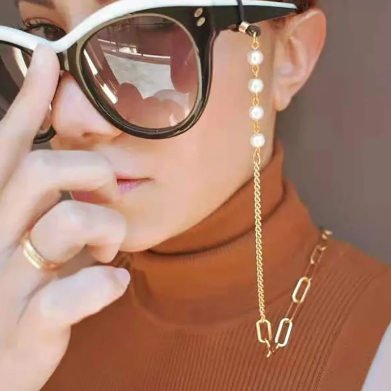 Fashion Pearl Mask Chains Glasses Chain For Women Retro Metal Sunglass Lanyards Holder Mask Strap Neck Cord Hang On Neck Jewelry