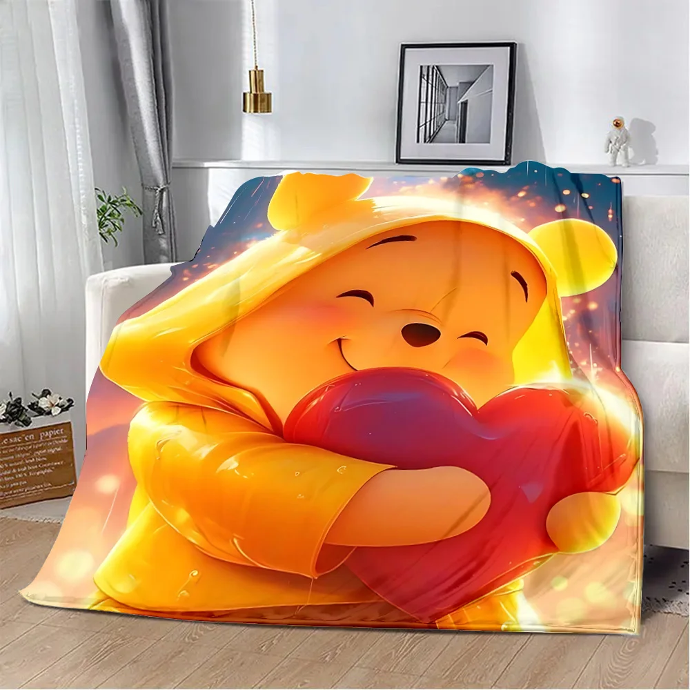 Printed Blanket Picnic Blankets Cartoon Kawaii Winnie the Pooh Warm Blanket Soft and Comfortable Home Travel Birthday Gift 3