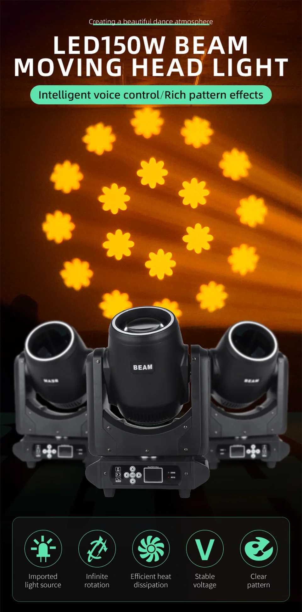 Led 150W Disco DJ Light Sharpy Beam Moving Head Light DMX Stage Beam Moving Head