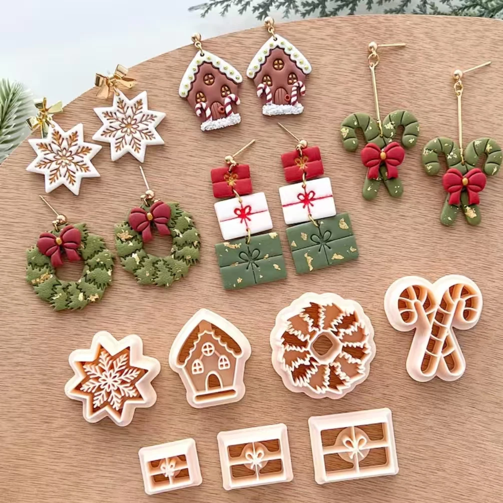 Festive Holiday Clay Cutter Set | Christmas & Winter Designs | Earring Crafting Tools