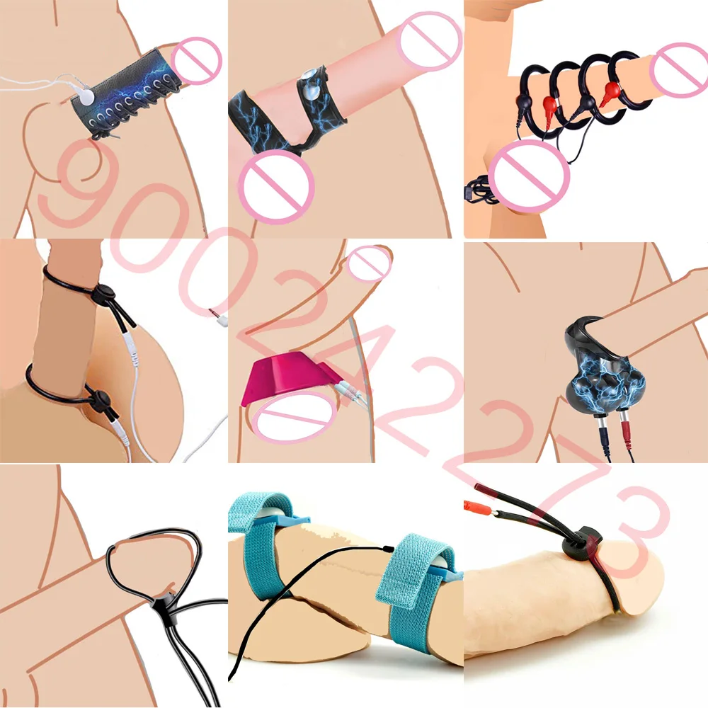 Electric Shock Penis Ring/Scrotum Bind Sleeve E-stim Glans Trainer Cock Therapy Extender Loops BDSM Electric Play Male Sex Tool electro sex toys,electric sex toys,penis rings
