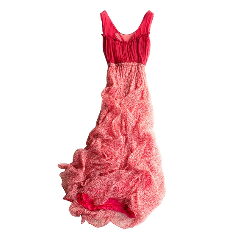 

Sleeveless Red Silk Dress Summer Dress Women Clothing Thin Holiday Beach Dress Elegant Maxi Dresses for Women Vestidos Zm3220