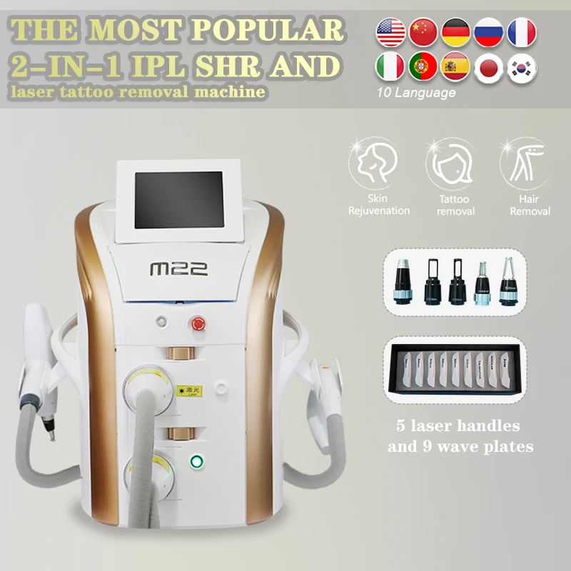 

Free Shipping M22 IPL Machine OPT E-light Vascular Hair Removal &Skin Rejuvenation&Acne TreatmentDouble Exhaust Device