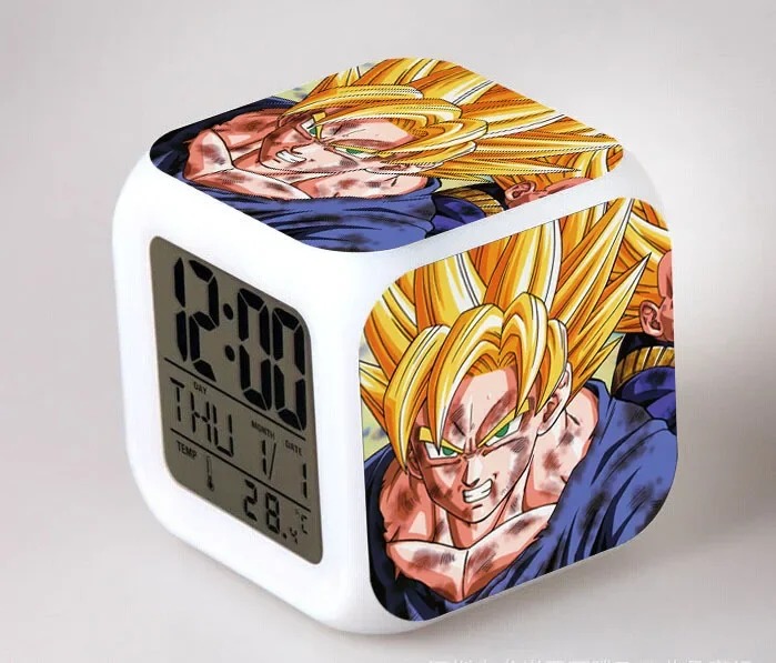 

Seven Dragon Ball Cartoon Animation Peripheral Square Colorful Alarm Clock Large Screen Digital Creative Electronic Clock