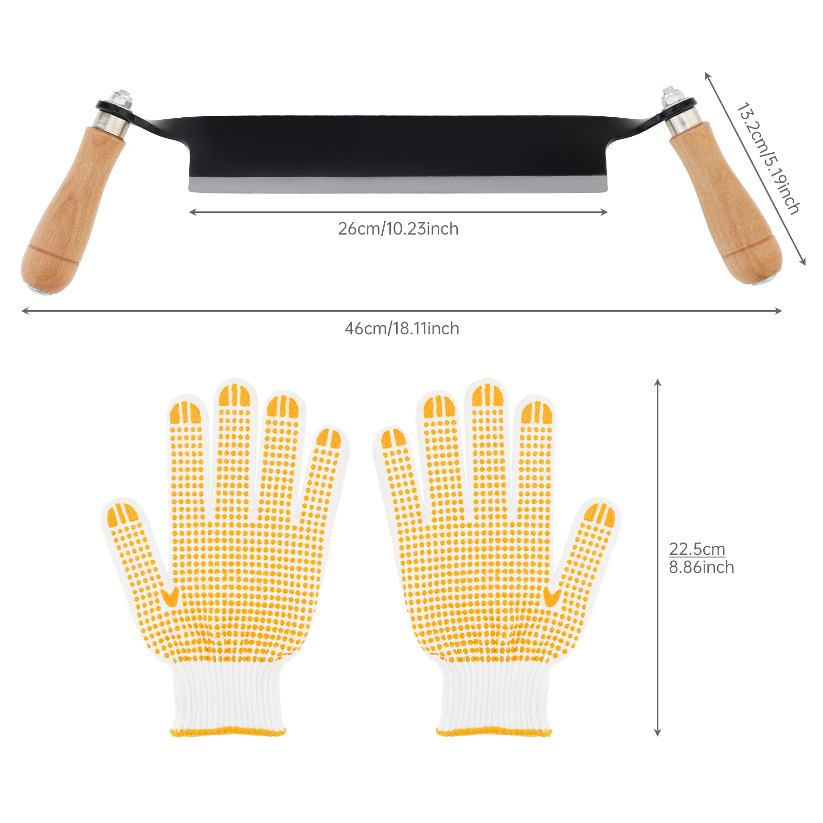 Draw Knife Woodworking Draw Planer Straight Shave Tool 10 inch for Wood Debarking with Gloves woodworking hand tools