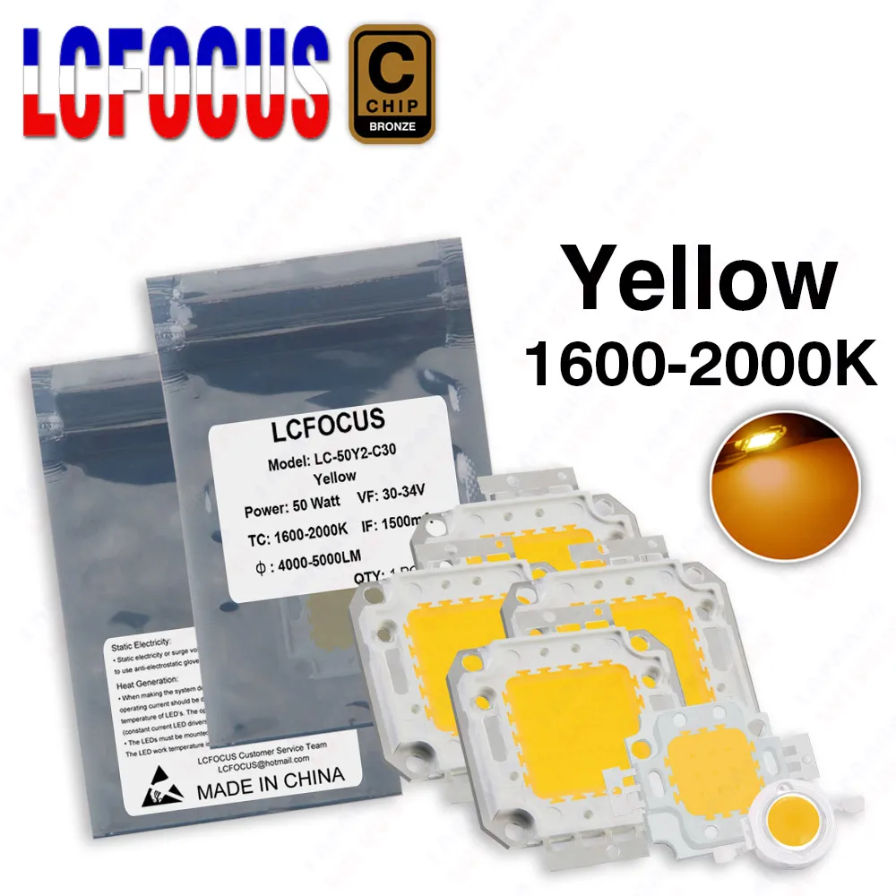 

1W 3W 5W 10W 20W 30W 50W 100W Yellow 1 3 5 10 20 30 50 100 W Watt 1600-2000K LED COB Chip SMD DIY Super Bright Light Lamp Bulbs