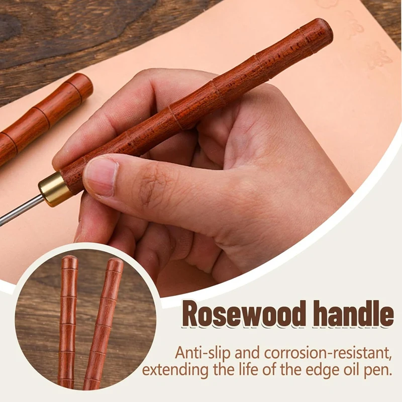 2Pcs Leather Edge Dye Pens, Leather Edge Roller Pen Applicator, Printing Tools For Craft DIY Work
