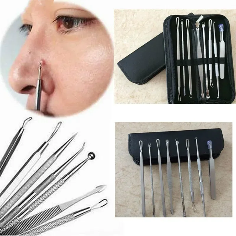 7/8Pcs Stainless Steel Blackhead Remover Tool Set Whitehead Pimple Spot Comedone Acne Extractor Remover Popper Face Tools Kit blackhead remover,acne remover,facial pore cleanser