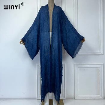 WINYI  high quality comfortable Women Soft Cardigan Loose Dress Party Boho Maxi beach Holiday Swimming Cover ups Africa Kimono 1