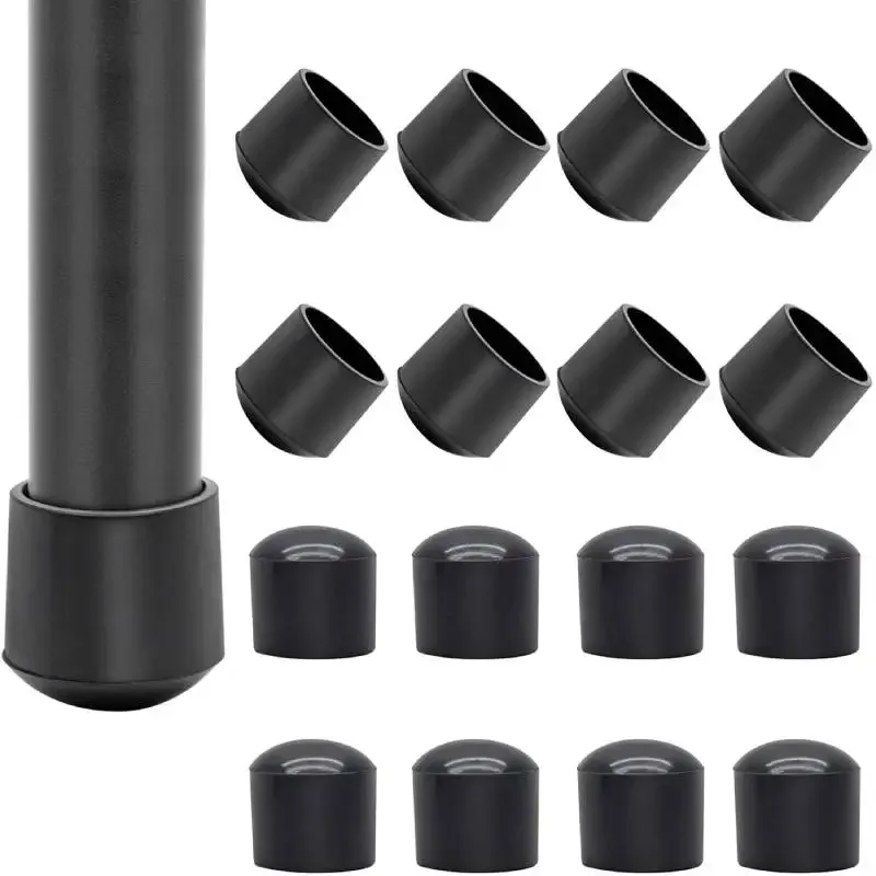 20pcs 라운드 의자 다리 엔드 캡 PVC 미끄럼 방지 가구 다리 커버 블랙 바닥 보호기 패드 안티 스크래치 고무 테이블 피..
