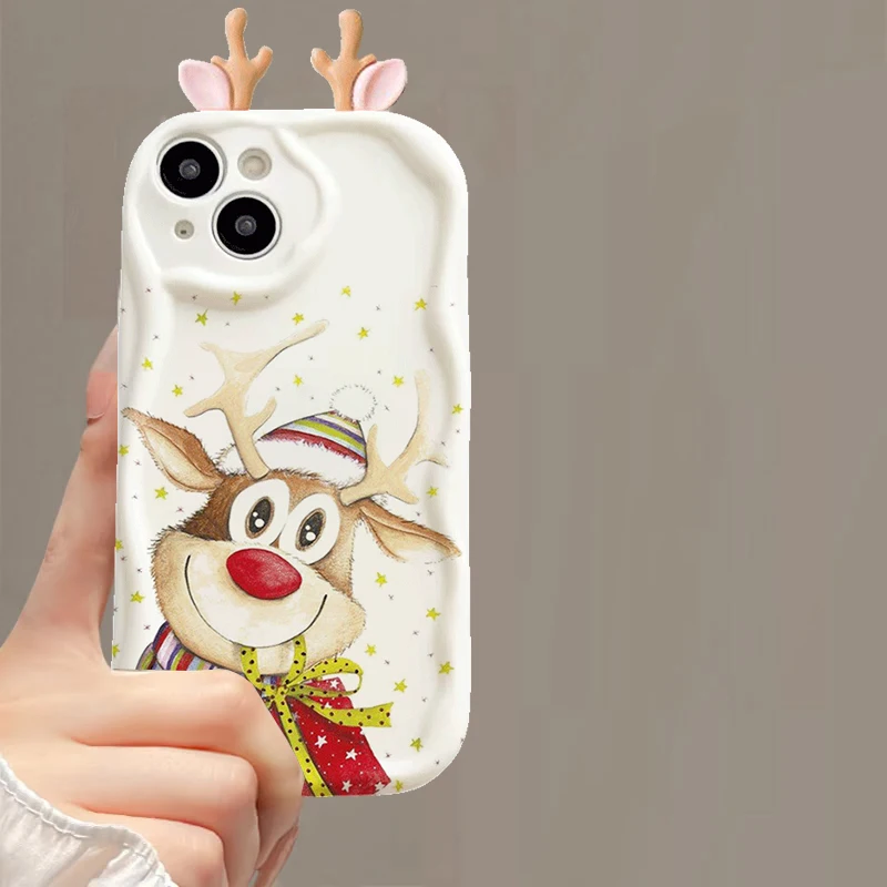 Charming 3D Christmas Santa Claus Doll Silicone Phone Cover - Festive Design