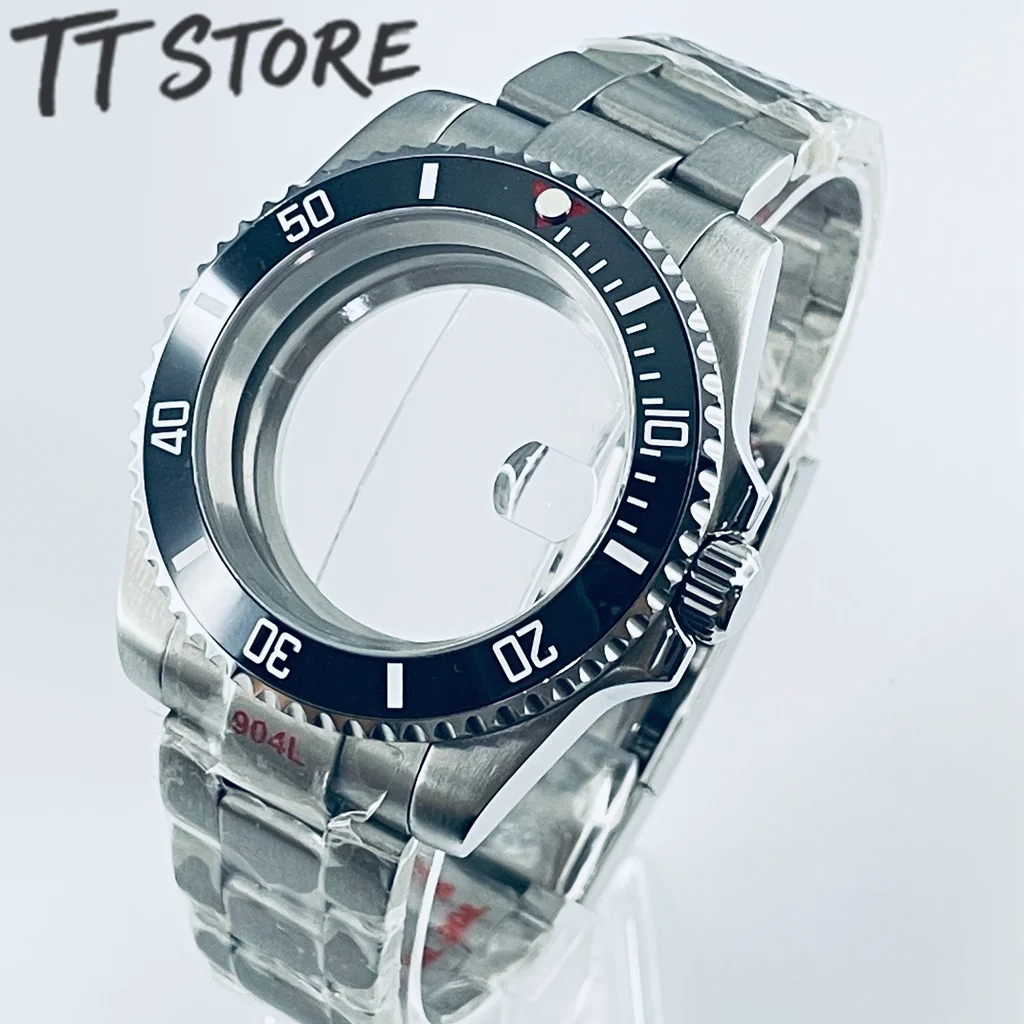 Silver 40mm Watch with Ceramic Bezel and Sapphire Case