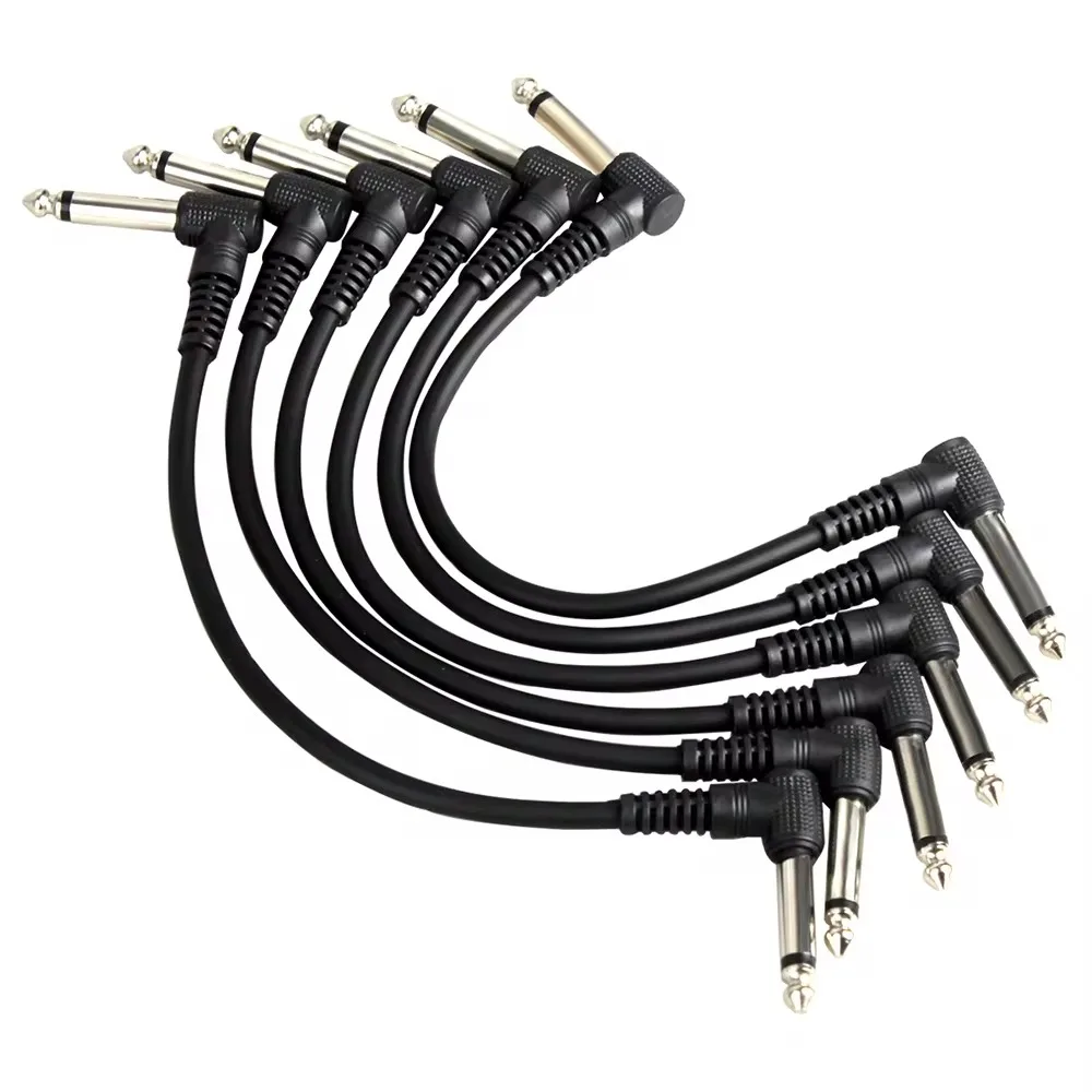 Guitar Effect Pedal Cable 6Pcs 6.35mm Angle Plug No Noise Shielded For Guitar Effect Pedals Parts Accessories