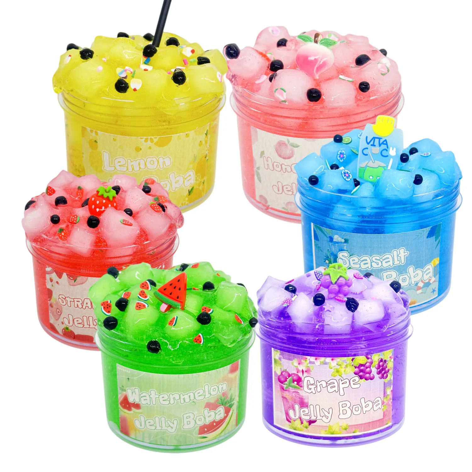 Slime Set Play Dough Cloud Hot Decompression BOBA Jelly Cube Slime Kit Children's Educational Decompression Antistress Toy slime kit fluffy slime