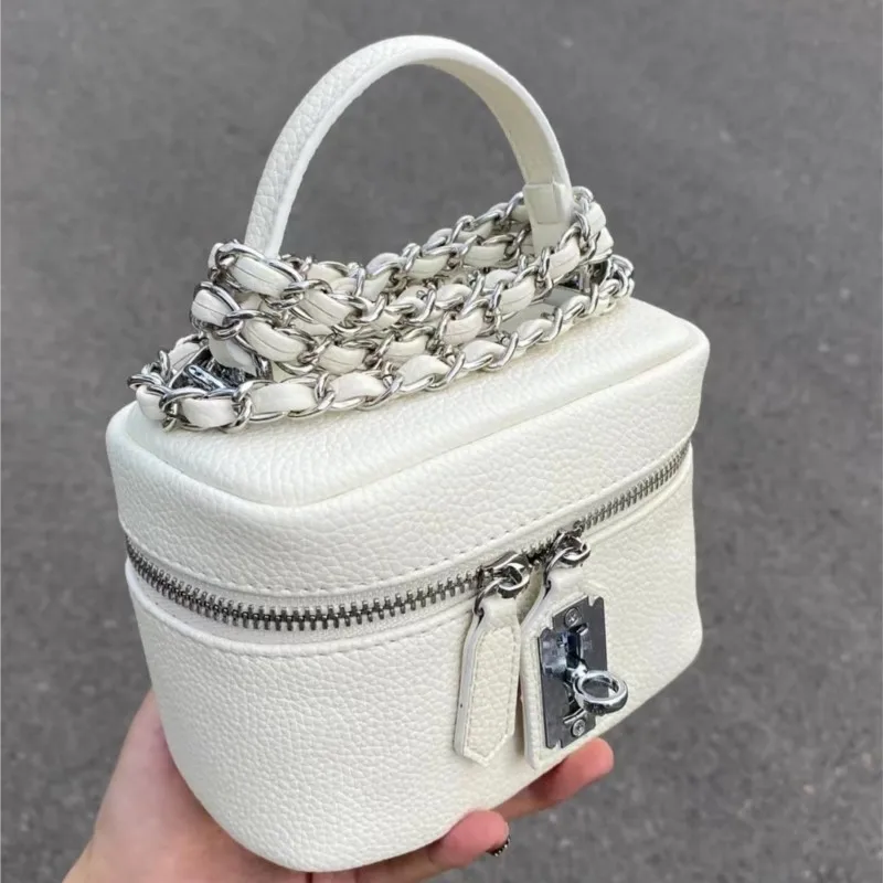 Beige Pebbled Texture Box Handbag Single Women Leather Petite Exquisite Shoulder Bags Ladies Fashion Sle Versatile Crossbody Bag