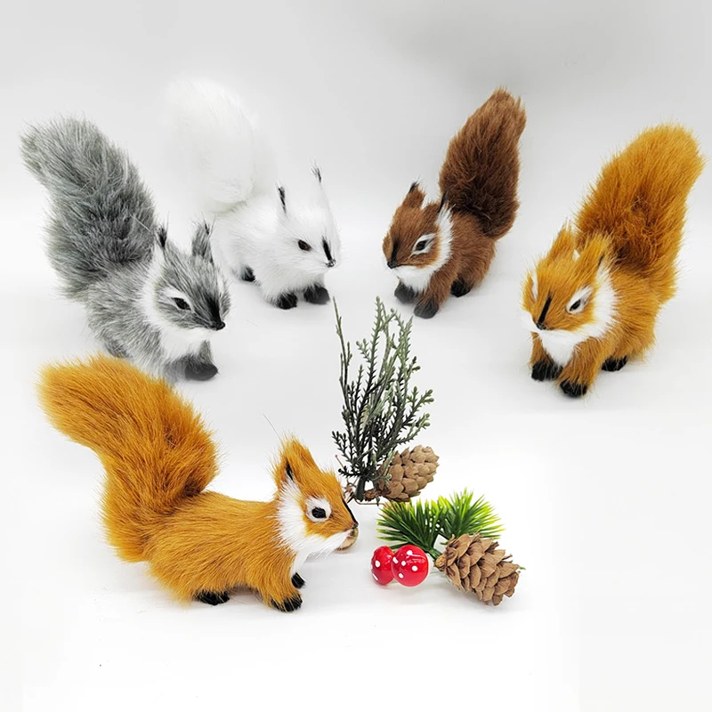 

Animal Figurines Miniatures Simulation Squirrel Artificial Fake Squirrel Garden Tree Ornaments Home Christmas Table Decoration