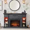 54" Farmhouse Electric Fireplace with Mantel, 33" Tall LED Fireplace TV Stand w/7 Lighting Colors, 23'' Freestanding Electric 1