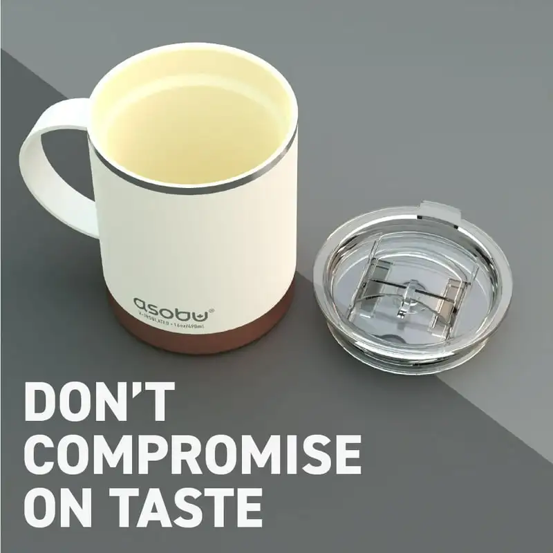

Stainless Steel Ceramic Inner Coating Coffee Mug with Double Walled Copper Lining Insulation,12 Ounces (White)