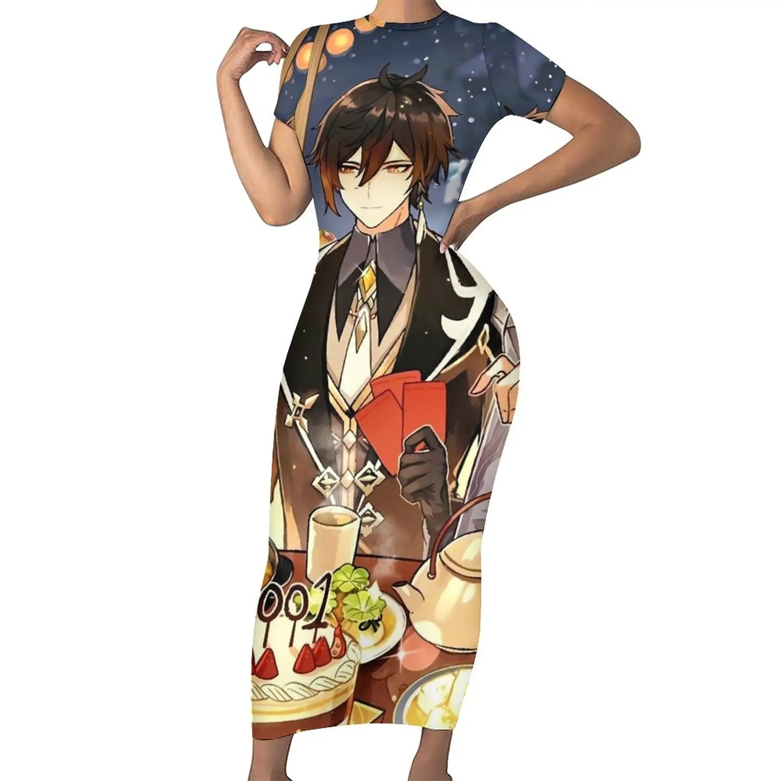 

Женское летнее платье-макси с коротким рукавом