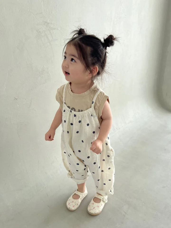 2025 Summer New Girls Loose Overalls Versatile Kids Sling Trouser Baby Dot Print Jumpsuit Toddler Casual Pants Children Clothes