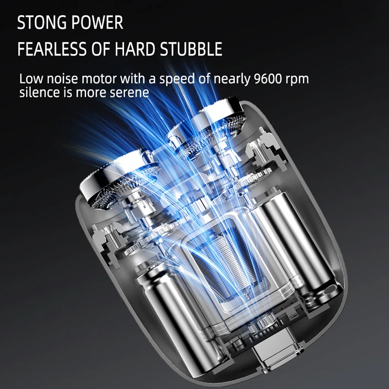 휴대용 미니 3D 듀얼 헤드 전기 면도기, 플로팅 나이프, C 타입 충전식, 더블 헤드, 방수 여행용 면도기