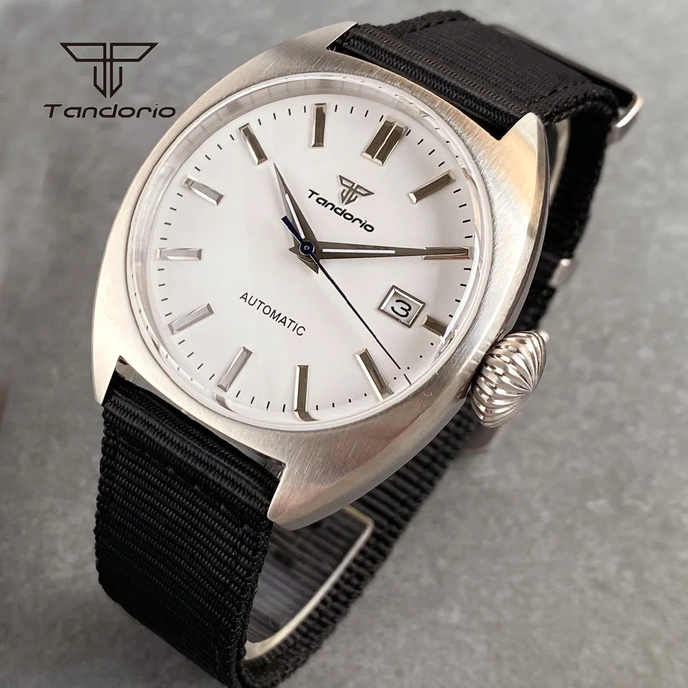 Tandorio Vintage 20ATM Dive Swim Orologi Zaffiro A Cupola Nero Bianco NH35 PT5000 40mm Orologio Meccanico Automatico Da Uomo Luminoso Nuovo - Foto 2